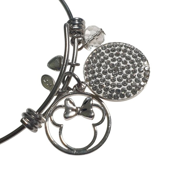 Minnie Mouse Rhinestone Charm Bracelet Stainless Steel Adjustable Bangle Crystal - Picture 3 of 5